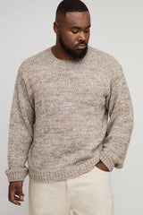 Plus Oversized Boxy Mixed Yarn Chunky Knit Jumper