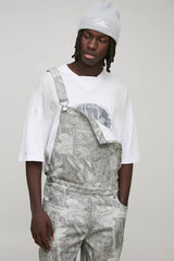 Baggy Fit Washed Forest Camo Overalls