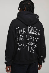 Tall Oversized Boxy Doodle Print Hoodie