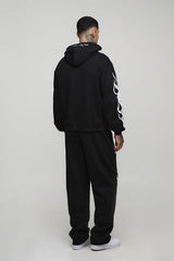 Tall Oversized Boxy Spray Wash Moto Print Hoodie & Baggy Jogger Tracksuit