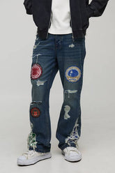 Slim Flare Applique Badge Gusset Jeans