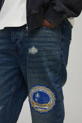 Slim Flare Applique Badge Gusset Jeans