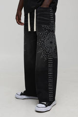 Baggy Fit Large Gem Embellished Jeans