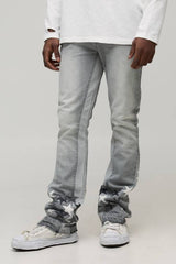 Slim Flared Stacked Star Applique Gusset Jeans