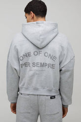 Shrunken Fit Per Sempre Heavyweight Drop Shoulder Zip Through Hoodie