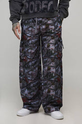 Tall Elasticated Waist Camo Nylon Baggy Trousers
