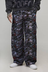 Tall Elasticated Waist Camo Nylon Baggy Trousers