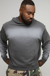 Plus Oversized Boxy Western Graphic Acid Wash Distressed Hoodie