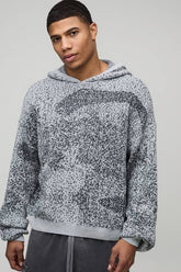 Oversized Boxy Mixed Ombre Knitted Hoodie