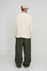 Relaxed Boxy Heavy Cable Knitted Cardigan