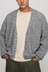 Relaxed Boxy Boucle Marl Knitted Cardigan