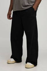 Wide Fit Half & Half Waistband Washed Twill Trouser