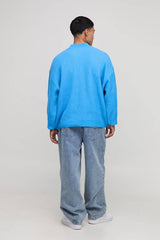 Oversized Extended Neck Rib Varsity Knitted Jumper