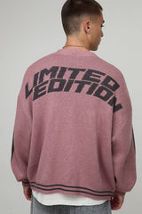 Relaxed Boxy Moto Fluffy Jacquard Knitted Cardigan