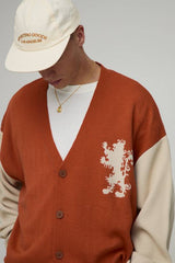 Oversized Varsity Jacquard Knitted Cardigan