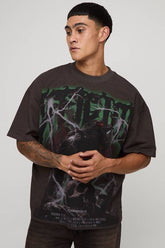 Oversized Extended Neck Official Gothic Over Seams Heavyweight Premium Graphic T-Shirt