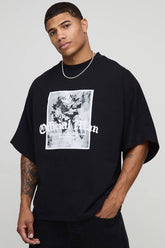 Oversized Batwing Official Floral Puff Print Applique T-Shirt