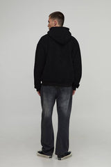 Oversized Boxy Fluffy Borg Zip Through Pocket Hoodie