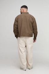Plus Oversized Boxy Homme Applique Micro Check Shirt