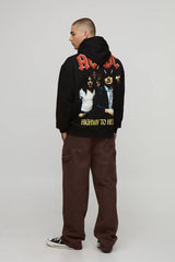 Black Oversized AC/DC License Printed Hoodie
