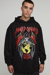 Black Oversized Avenged Sevenfold License Printed Hoodie