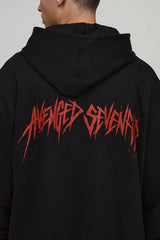 Black Oversized Avenged Sevenfold License Printed Hoodie