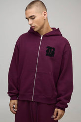 Boxy Fit B Applique Zip Through Hoodie