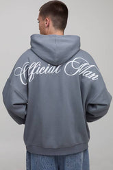 Charcoal Oversized Embroidered Official Graphic Hoodie