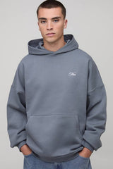 Charcoal Oversized Embroidered Official Graphic Hoodie