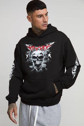 Tall Oversized Gothic Skull Man Print Hoodie