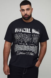 Plus Oversized Rhinestone Official Man Tour Washed Print T-Shirt