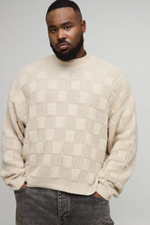 Plus Oversized Roll Neck Rib Mixed Cable Knitted Jumper