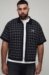 Plus Oversized Boxy Fit Jacquard Patch Knitted Shirt