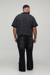 Plus Oversized Boxy Fit Jacquard Patch Knitted Shirt