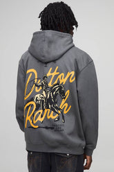 Charcoal Oversized Yellowstone Dutton Ranch License Printed Hoodie