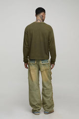 Tall Relaxed Distressed Washed Cargo Jeans
