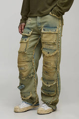 Tall Relaxed Distressed Washed Cargo Jeans