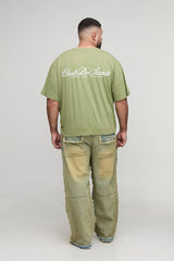Plus Relaxed Distressed Washed Cargo Jeans