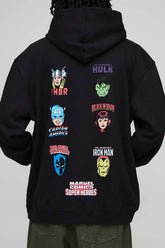 Black Oversized Marvel Comic Superheroes License Printed Hoodie