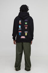Black Oversized Marvel Comic Superheroes License Printed Hoodie