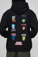 Black Oversized Marvel Comic Superheroes License Printed Hoodie