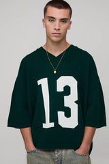 Oversized Boxy Half Sleeve Rib Hockey Sports Top