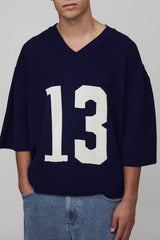 Oversized Boxy Half Sleeve Rib Hockey Sports Top