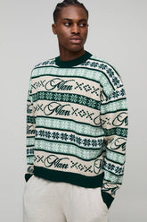 Man Oversized Boxy Fairisle Christmas Knitted Jumper