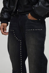 Straight Flared Knee Ripped Hardware Carpenter Jeans