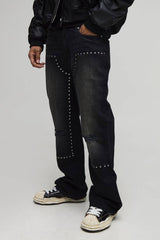 Straight Flared Knee Ripped Hardware Carpenter Jeans