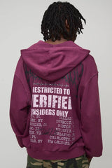 Oversized Boxy Exclusive Slogan Gothic V Neck Raw Hem Printed Washed Hoodie