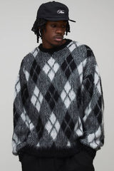 Tall Oversized Diamond Argyle Knitted Jumper
