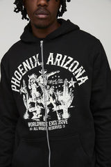 Tall Regular Fit Western Print Zip Through Hoodie