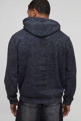 Washed Black Regular Fit Limited Edition Tonal Printed Hoodie